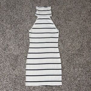 Striped Sleeveless Turtleneck Dress Size Medium
